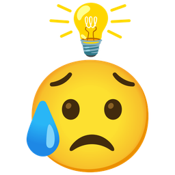 Sad but relieved face and Light bulb