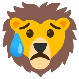 Sad but relieved face and Lion