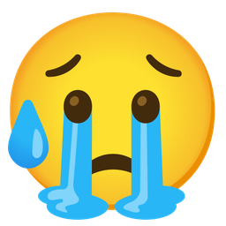 Sad but relieved face and Loudly crying face