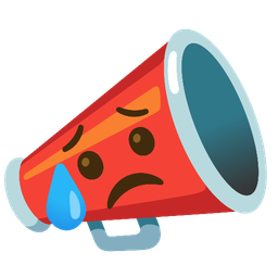 Sad but relieved face and Megaphone