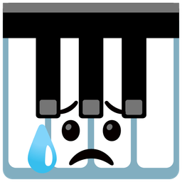 Sad but relieved face and Musical keyboard