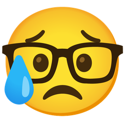 Sad but relieved face and Nerd face