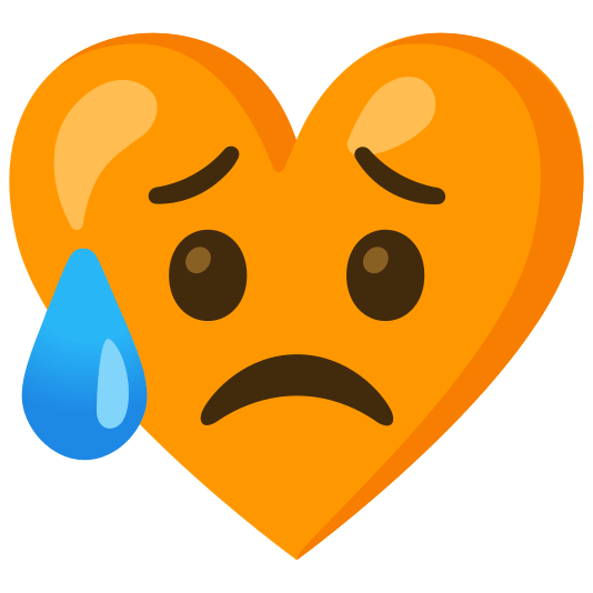 Sad but relieved face and Orange heart
