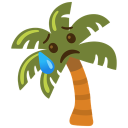Sad but relieved face and Palm tree
