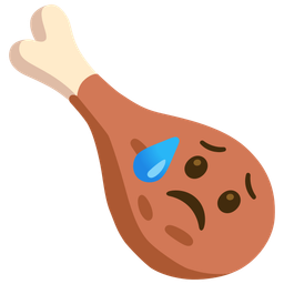 Sad but relieved face and Poultry leg