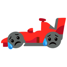 Sad but relieved face and Racing car