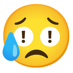 Sad but relieved face and Red exclamation mark