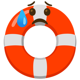 Sad but relieved face and Ring buoy