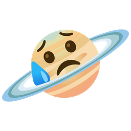 Sad but relieved face and Ringed planet