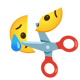 Sad but relieved face and Scissors