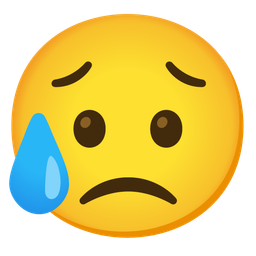 Sad but relieved face and Slightly frowning face