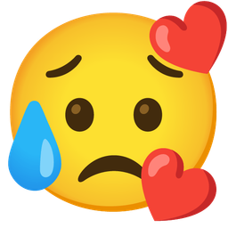 Sad but relieved face and Smiling face with hearts