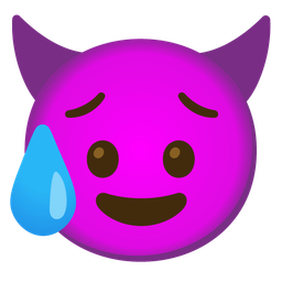 Sad but relieved face and Smiling face with horns