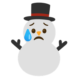 Sad but relieved face and Snowman without snow