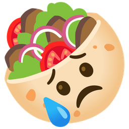 Sad but relieved face and Stuffed flatbread