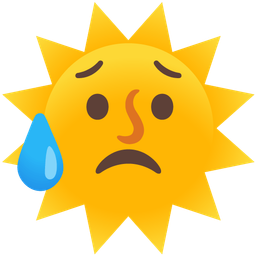 Sad but relieved face and Sun with face