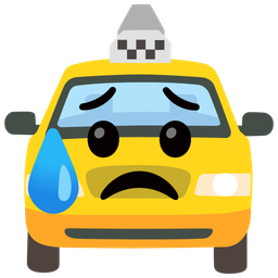 Sad but relieved face and Taxi