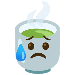 Sad but relieved face and Teacup without handle