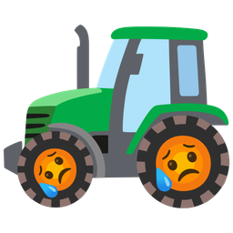 Sad but relieved face and Tractor