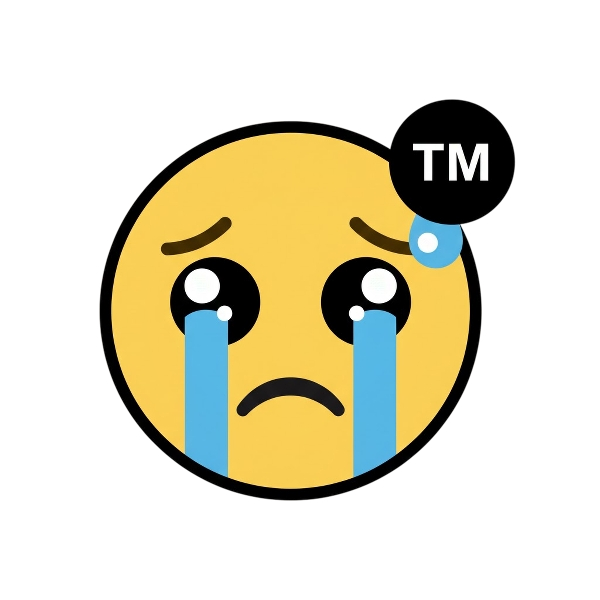Sad but relieved face and Trade mark