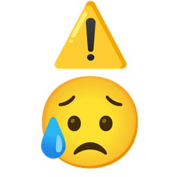 Sad but relieved face and Warning