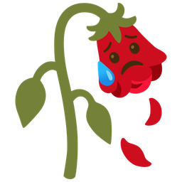 Sad but relieved face and Wilted flower