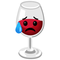 Sad but relieved face and Wine glass