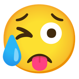 Sad but relieved face and Winking face with tongue