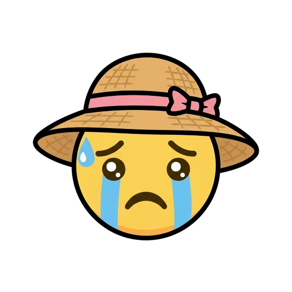 Sad but relieved face and Woman’s hat