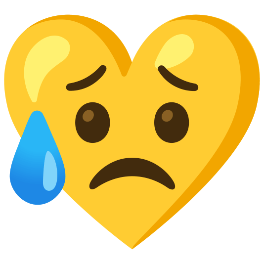 Sad but relieved face and Yellow heart
