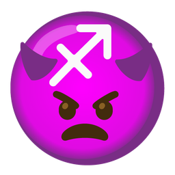 Sagittarius and angry face with horns