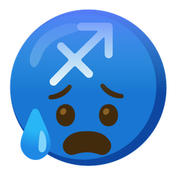 Sagittarius and anxious face with sweat