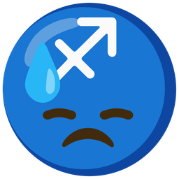 Sagittarius and downcast face with sweat