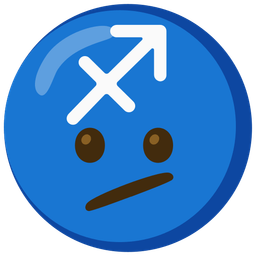 Sagittarius and face with diagonal mouth