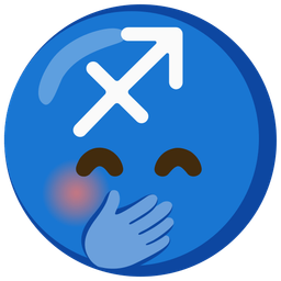 Sagittarius and face with hand over mouth