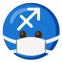 Sagittarius and face with medical mask