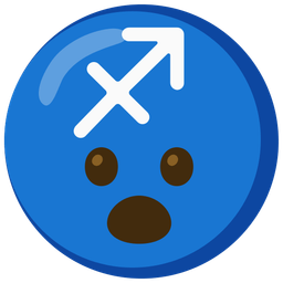 Sagittarius and face with open mouth