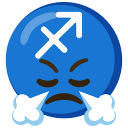 Sagittarius and face with steam from nose