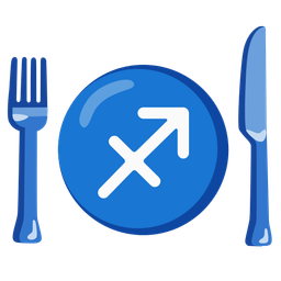 Sagittarius and fork and knife with plate