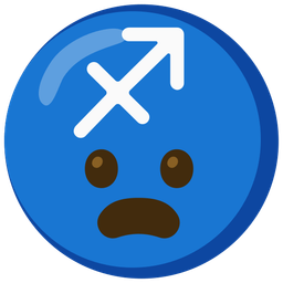 Sagittarius and frowning face with open mouth