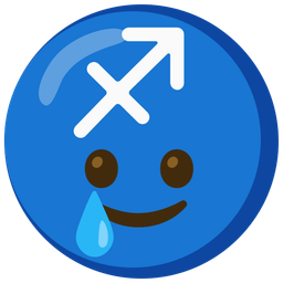 Sagittarius and Smiling face with tear