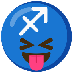 Sagittarius and Squinting face with tongue