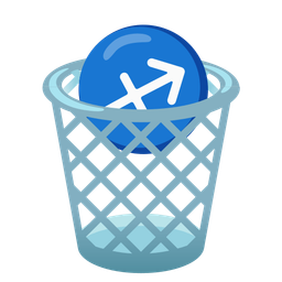 Sagittarius and wastebasket