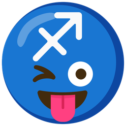 Sagittarius and Winking face with tongue