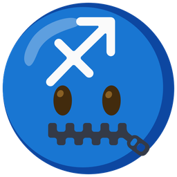 Sagittarius and zipper-mouth face