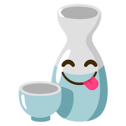 Sake and Face savoring food