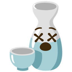 Sake and Face with crossed-out eyes