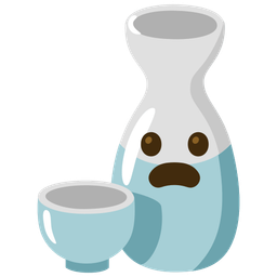 Sake and Frowning face with open mouth