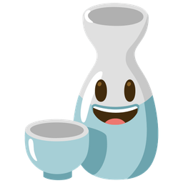 Sake and Grinning face with big eyes