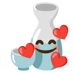 Sake and Smiling face with hearts